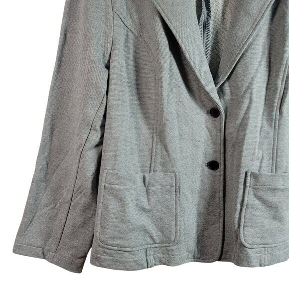 Isaac Mizrahi Live! French Terry Knit Blazer Gray 2X Jacket Pockets 2-Buttons - Picture 3 of 8